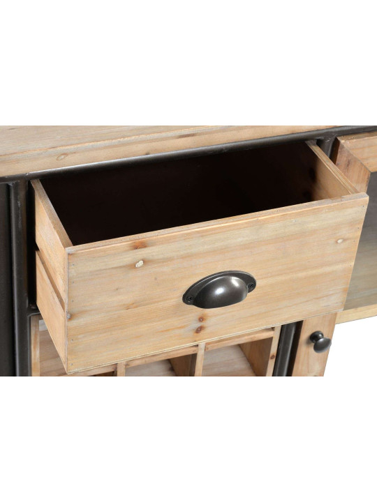 Buffet vintage indus avec casiers bouteilles