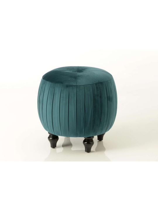 Pouf rond chic vert velours plissé