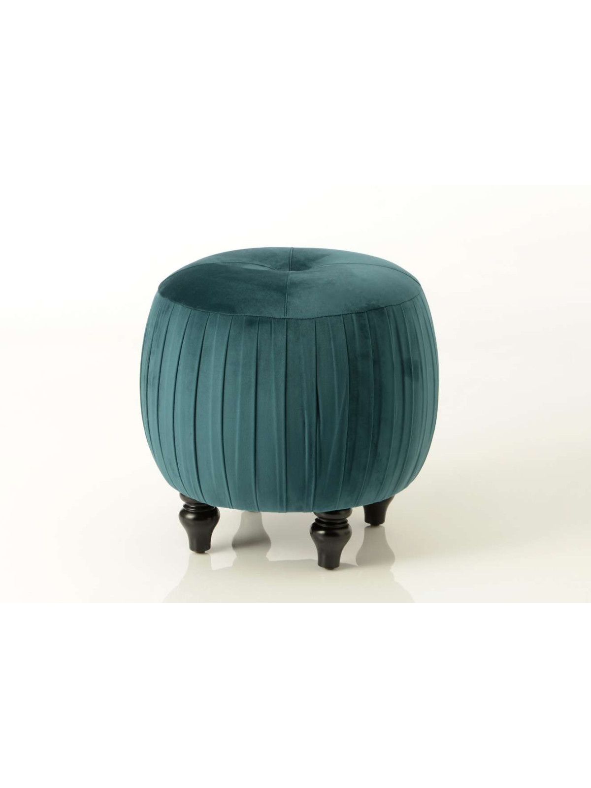 Pouf rond chic vert velours plissé