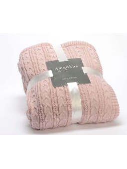 Plaid rose tricot 170*130 cm