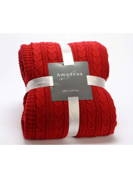 Plaid rouge tricot 170*130 cm