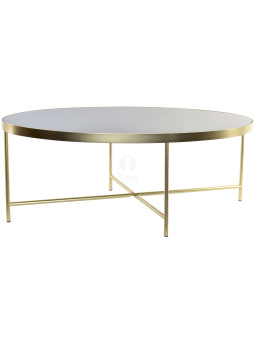 Table de salon ovale dorée plateau noir