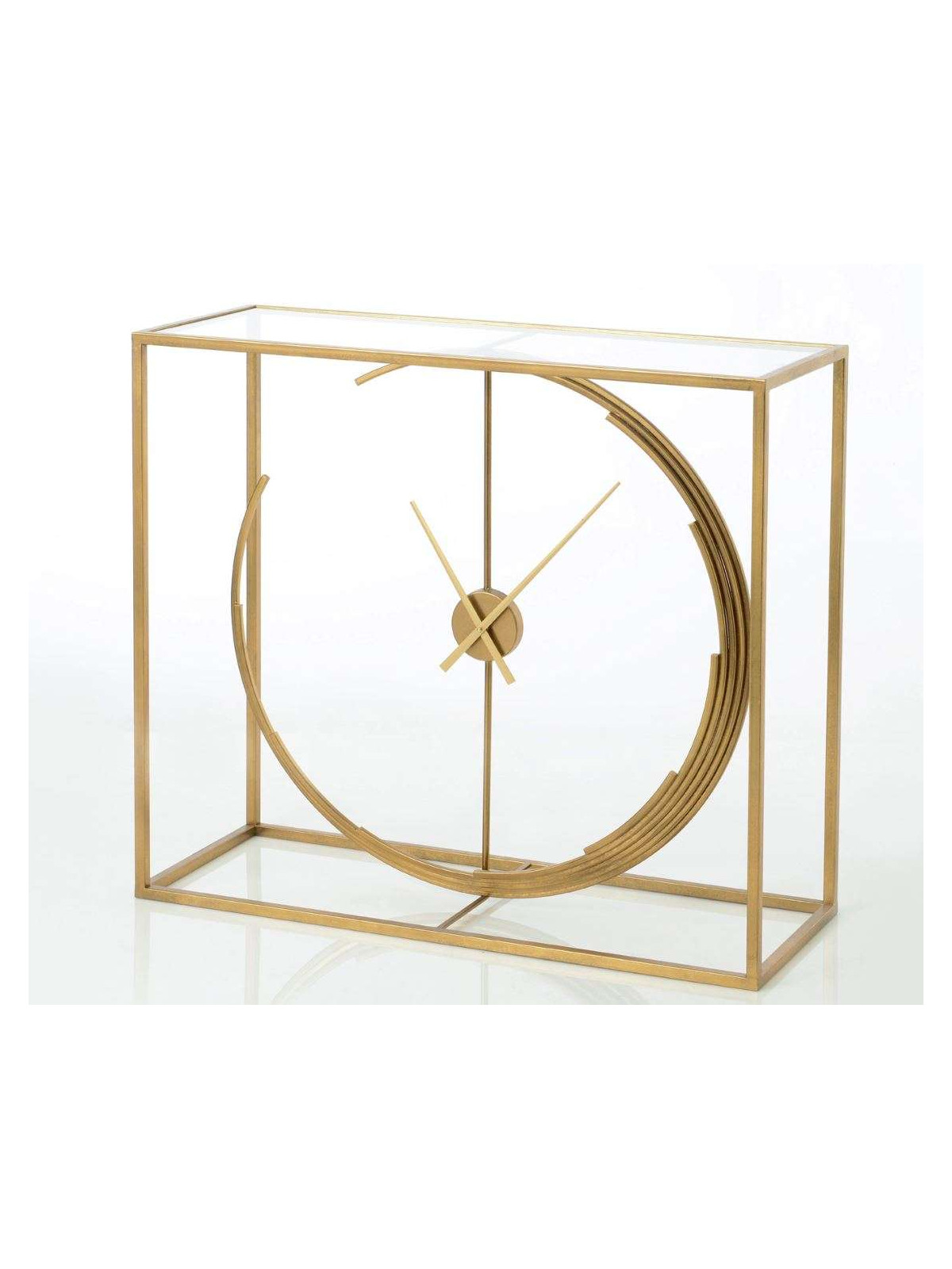 Console dorée verre et métal horloge