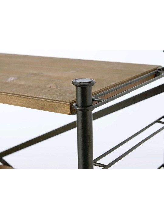 Console basse industrielle en métal et bois