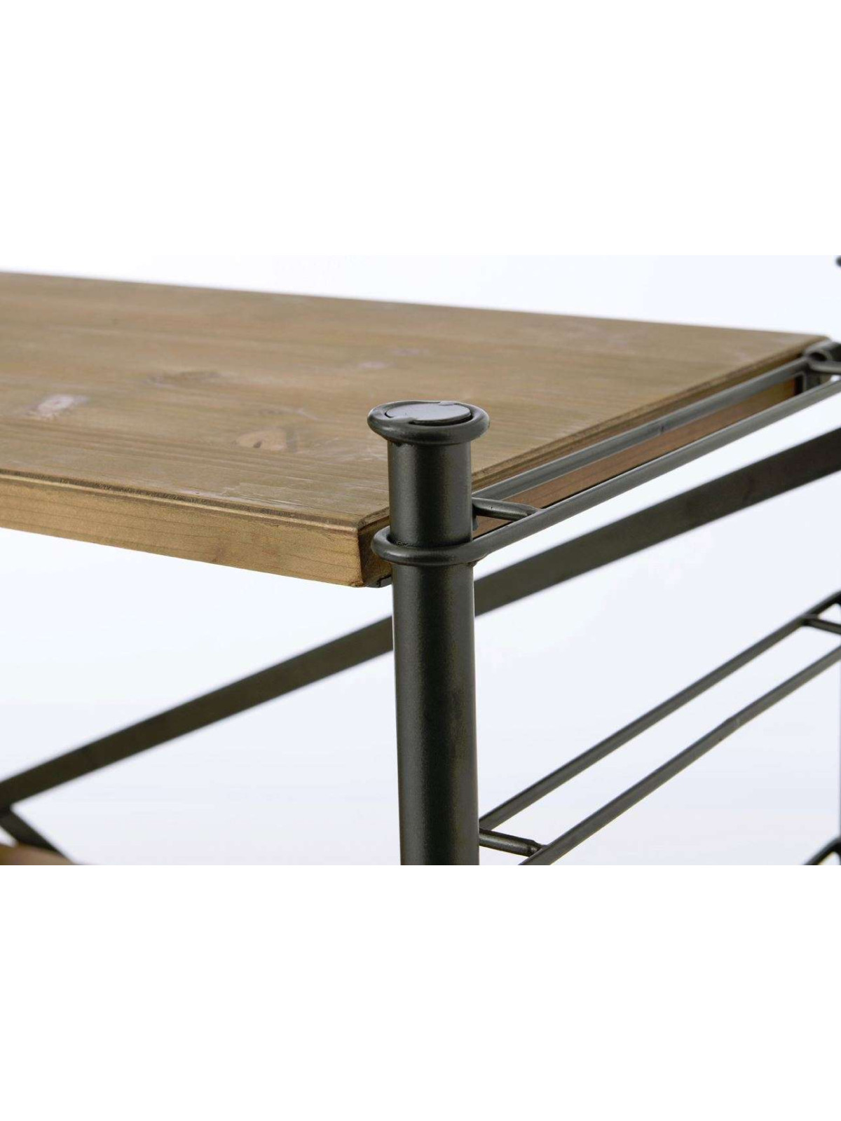 Console basse industrielle en métal et bois