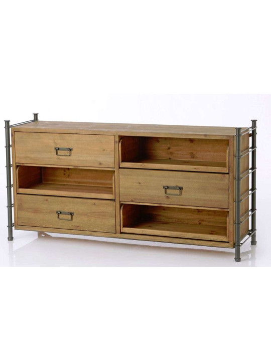 Buffet bas industriel en métal et bois 3 tiroirs