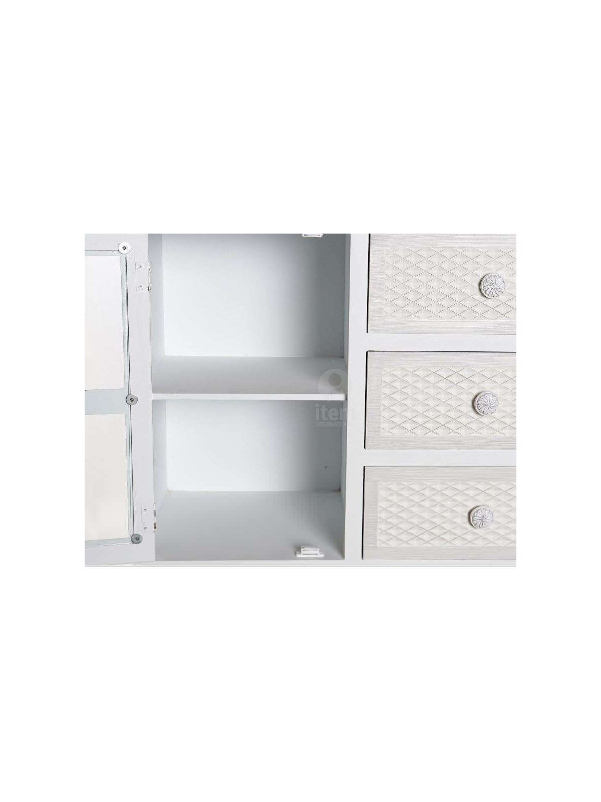 Meuble de rangement blanc et gris avec portes vitrées Elena