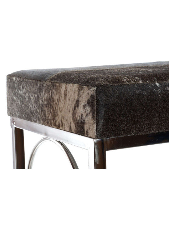 Banquette en cuir de vache marron chromée Banquette en cuir de vache marron chromée