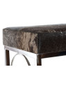 Banquette en cuir de vache marron chromée Banquette en cuir de vache marron chromée