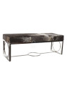 Banquette en cuir de vache marron chromée Banquette en cuir de vache marron chromée