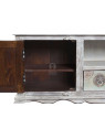 Meuble télé indien en bois blanchi sculpté Meuble télé indien en bois blanchi sculpté