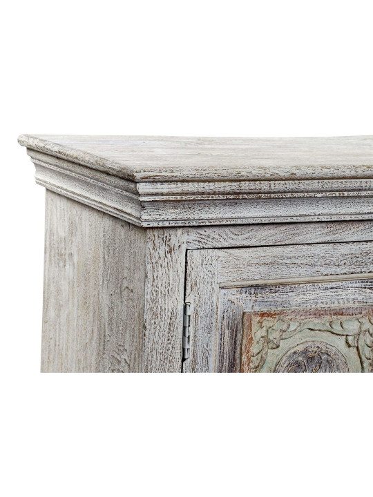 Meuble télé indien en bois blanchi sculpté Meuble télé indien en bois blanchi sculpté