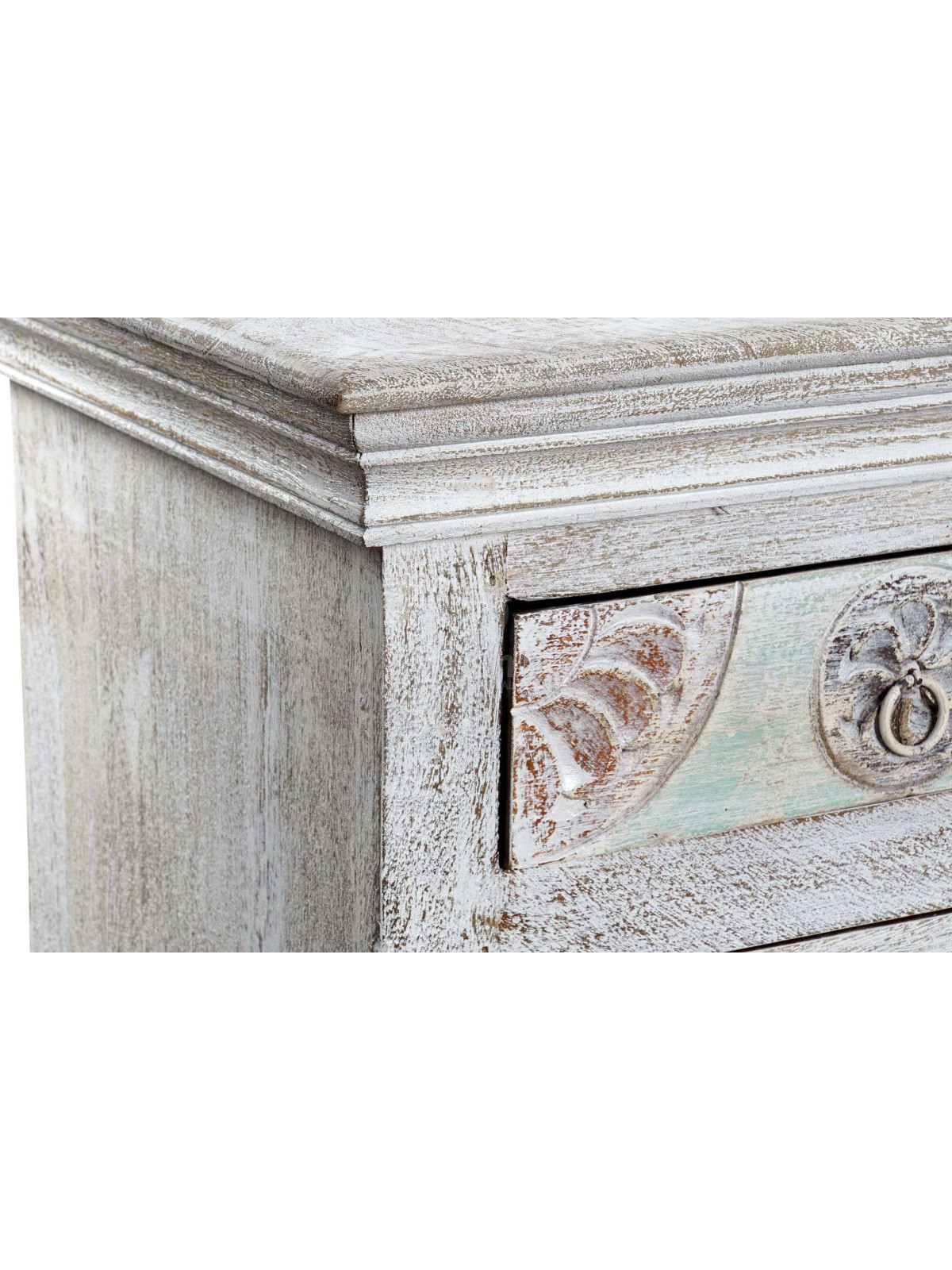 Garnd buffet indien blanchi sculpté 4 portes
