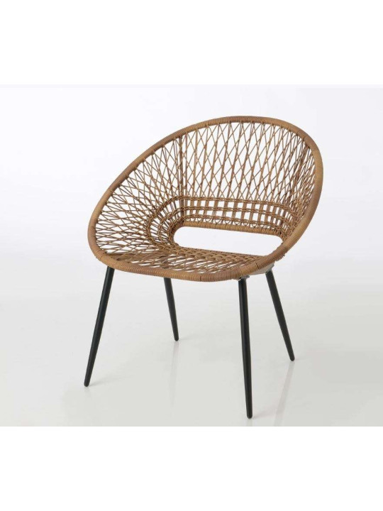 Fauteuil corbeille corde aspect rotin