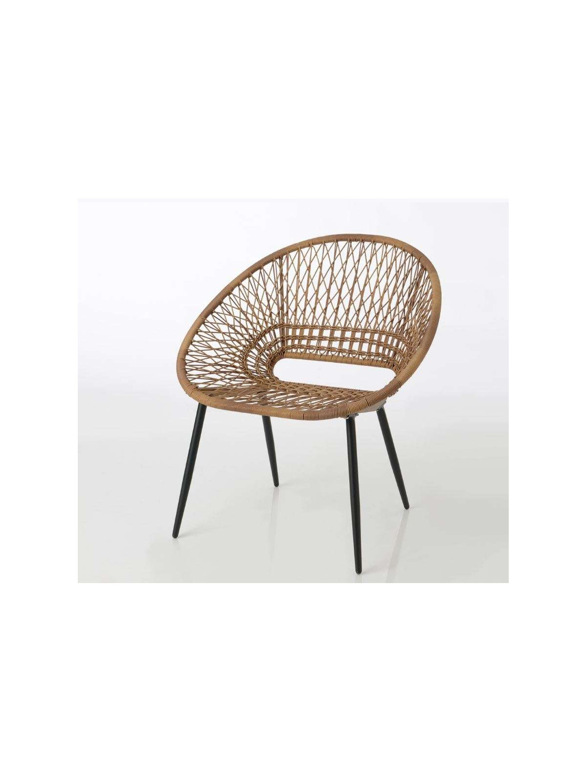 Fauteuil corbeille corde aspect rotin