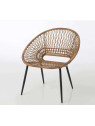 Fauteuil corbeille corde aspect rotin