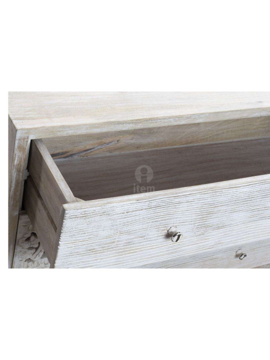 Commode sculptée bois cérusé 100 cm Commode sculptée bois cérusé 100 cm