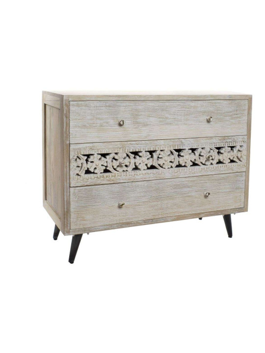 Commode sculptée bois cérusé 100 cm Commode sculptée bois cérusé 100 cm