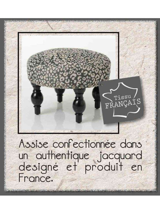 Pouf rond moucheté fond noir Amadeus