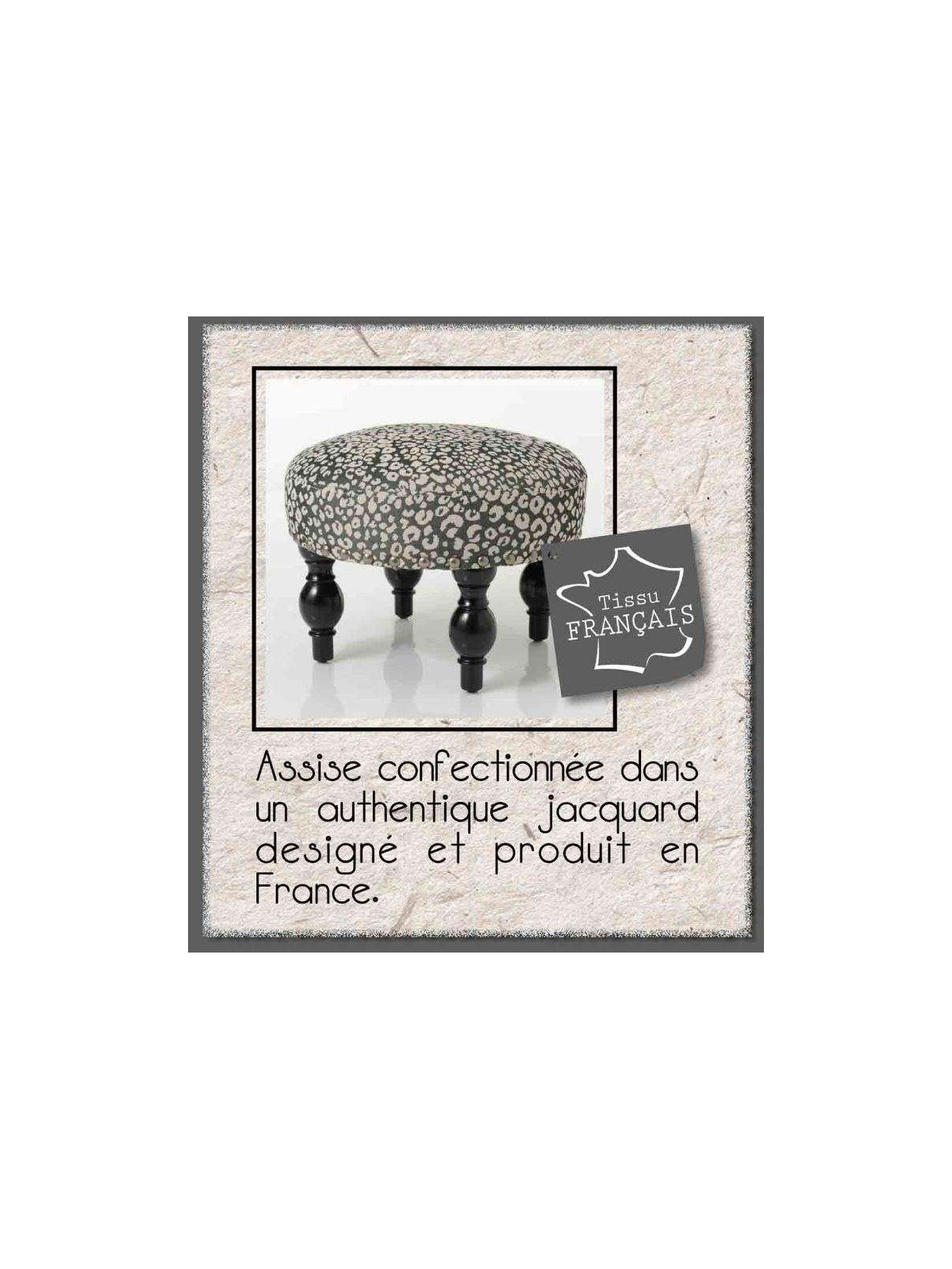Pouf rond moucheté fond noir Amadeus