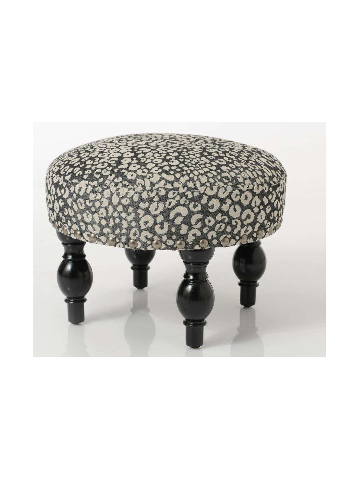 Pouf rond moucheté fond noir Amadeus