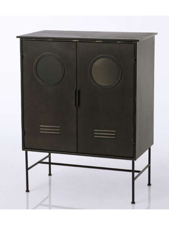 Armoire métallique basse noire hublot