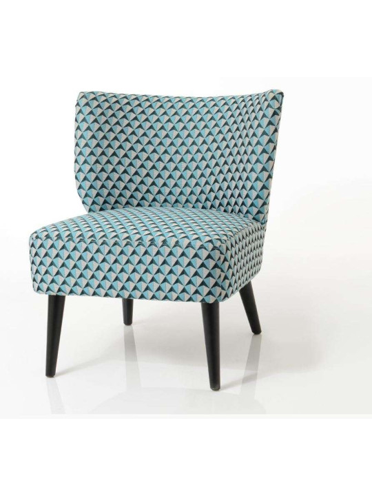 Fauteuil bas chauffeuse emeraude et noir tapissée Vadim