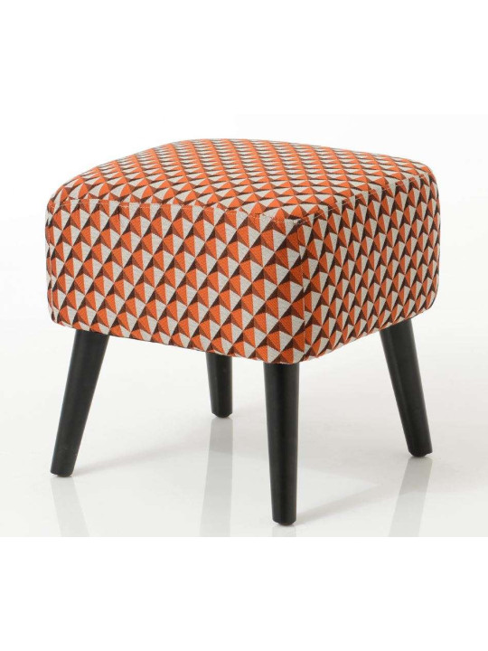 Tabouret orange et gris tapissé Amadeus