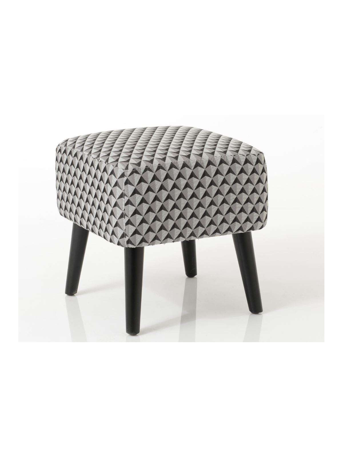 Tabouret noir et gris tapissé Amadeus