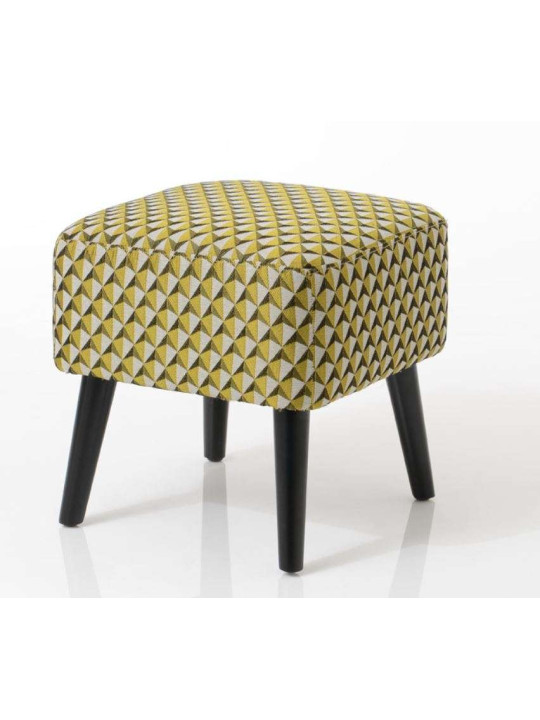 Tabouret jaune et gris tapissé Amadeus