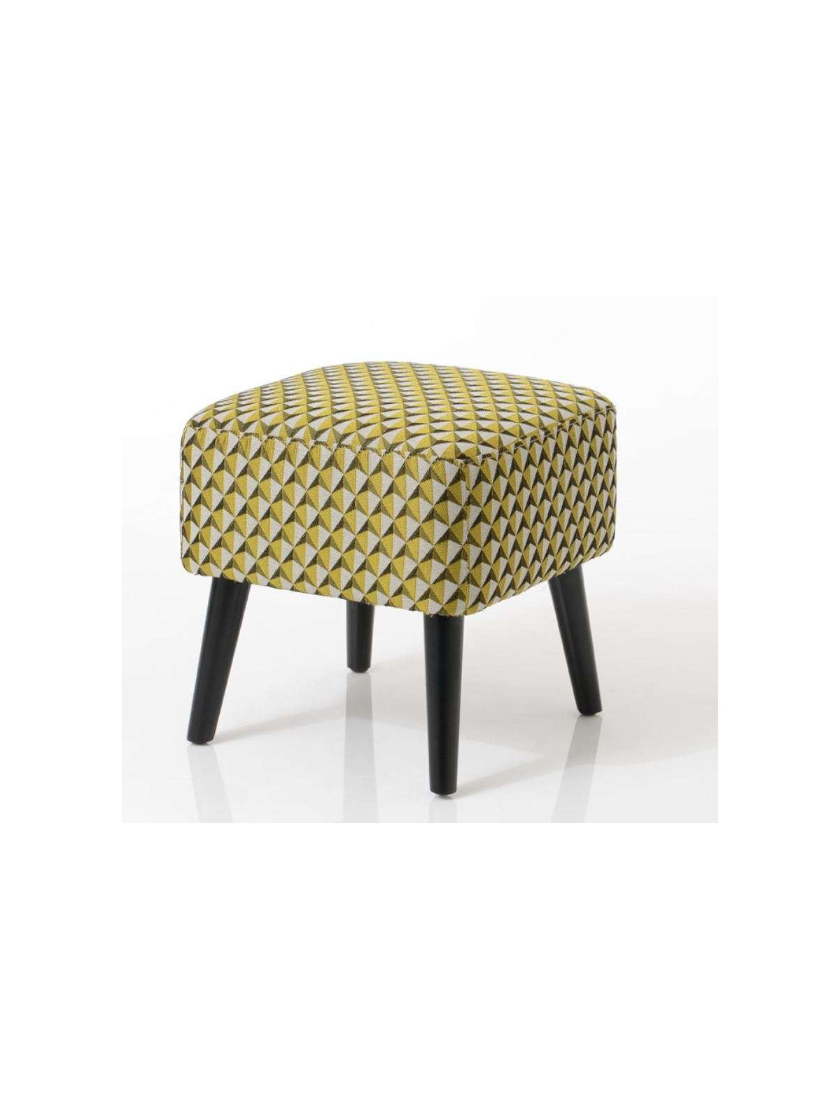 Tabouret jaune et gris tapissé Amadeus
