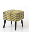 Tabouret jaune et gris tapissé Amadeus