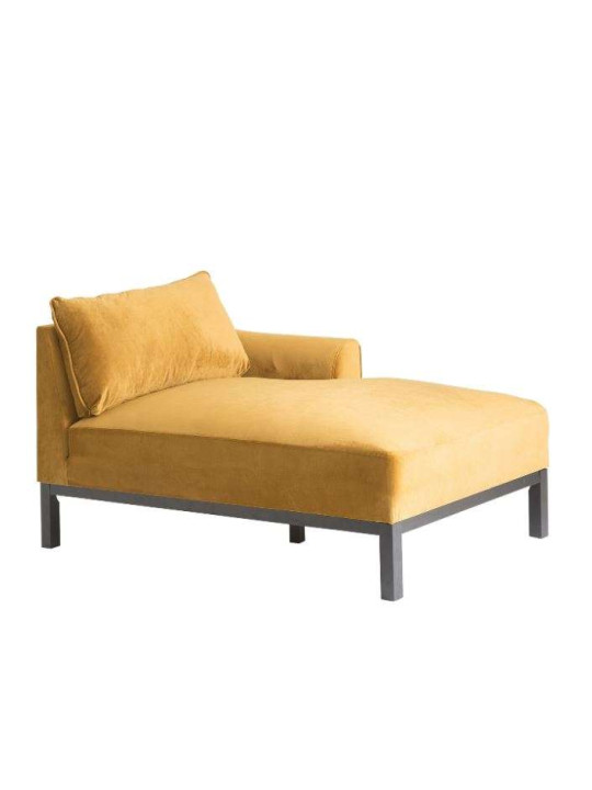 Chaise longue méridienne ocre dorée droit Chaise longue méridienne ocre dorée droit