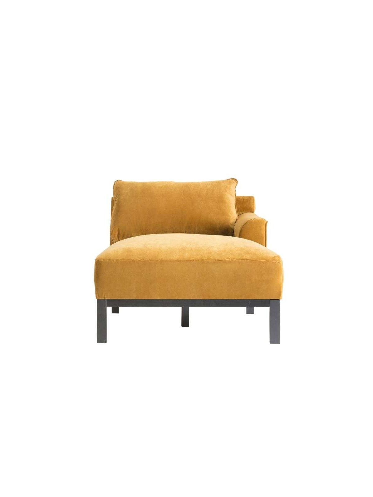 Chaise longue méridienne ocre dorée droit