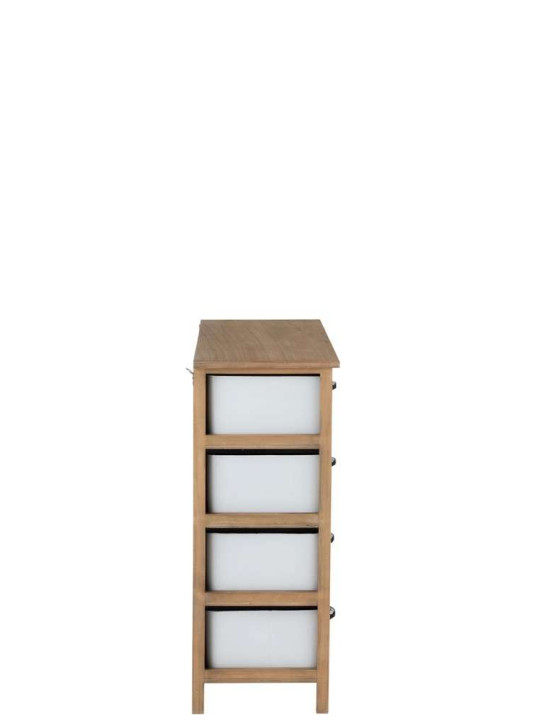 Armoire 12 Tiroirs Metal Blanc et Bois Naturel