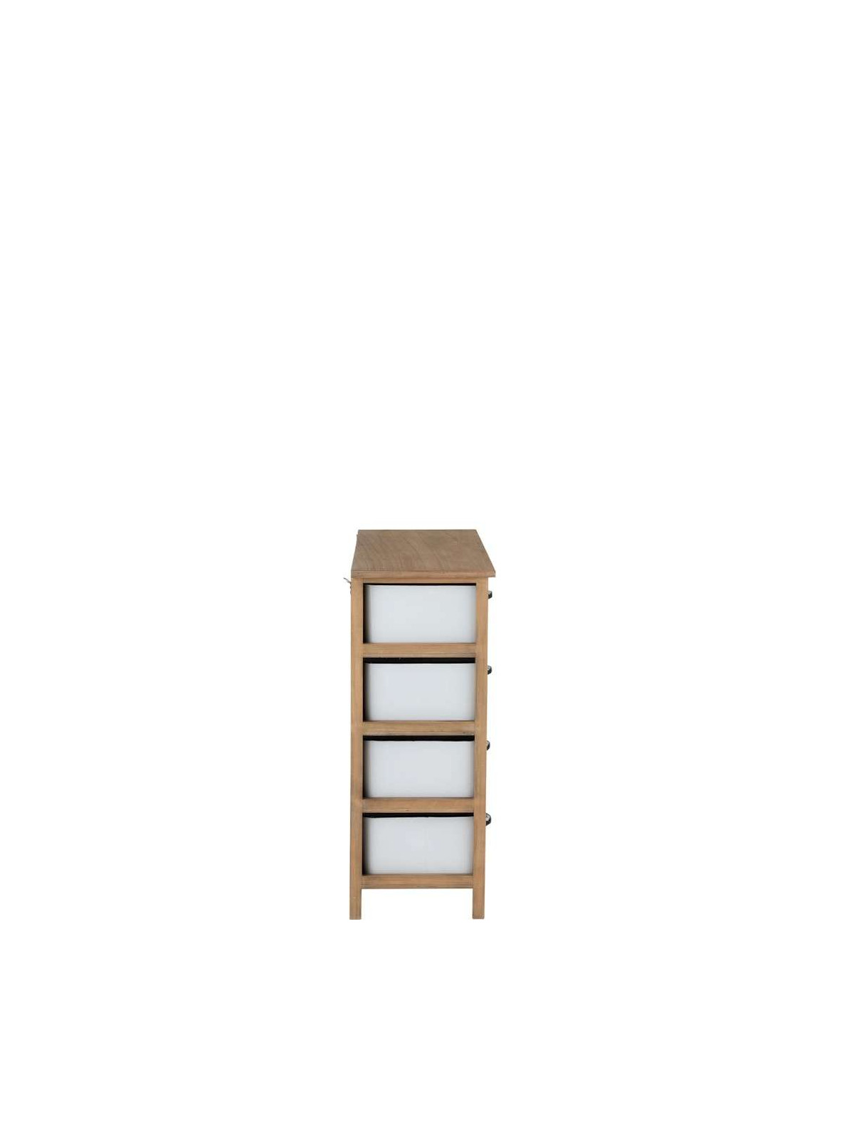 Armoire 12 Tiroirs Metal Blanc et Bois Naturel