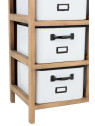 Armoire 12 Tiroirs Metal Blanc et Bois Naturel