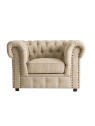 Fauteuil Chesterfield large lin clouté Fauteuil Chesterfield large lin clouté