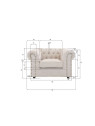 Fauteuil Chesterfield large lin clouté Fauteuil Chesterfield large lin clouté