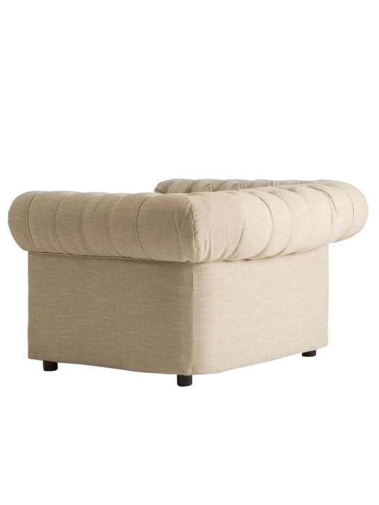 Fauteuil Chesterfield large lin clouté Fauteuil Chesterfield large lin clouté
