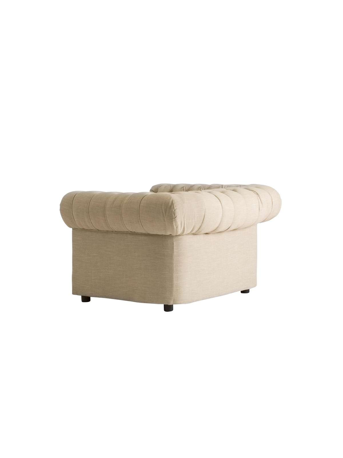 Fauteuil Chesterfield large lin clouté 