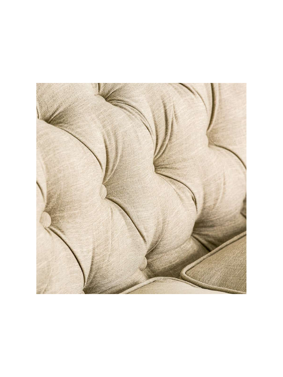 Fauteuil Chesterfield large lin clouté 