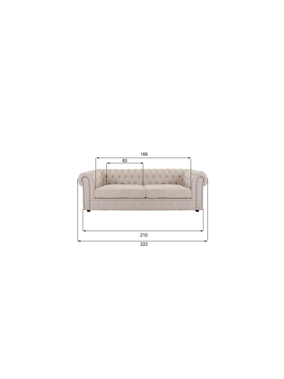 Canapé capitonné large chesterfield lin 