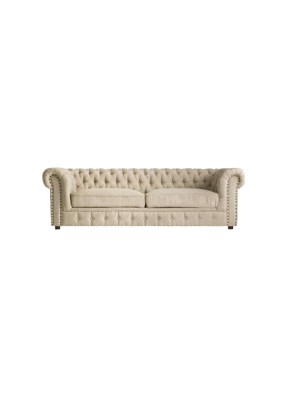 Canapé capitonné large chesterfield lin 