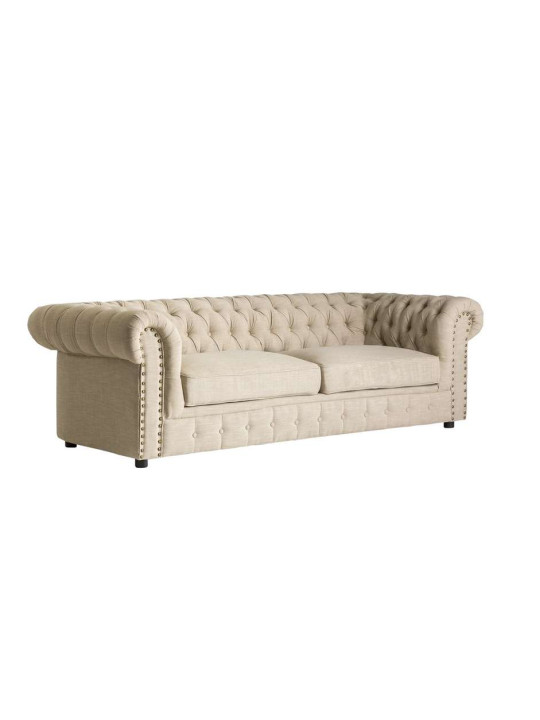 Canapé capitonné large chesterfield lin Canapé capitonné large chesterfield lin