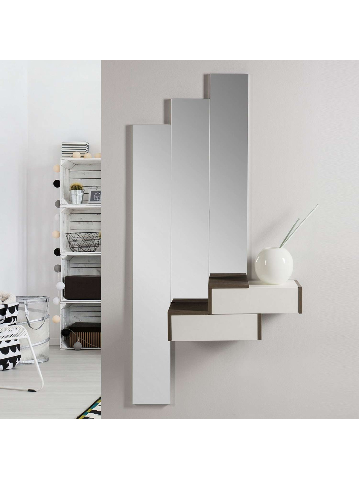Meuble console design avec 3 miroirs