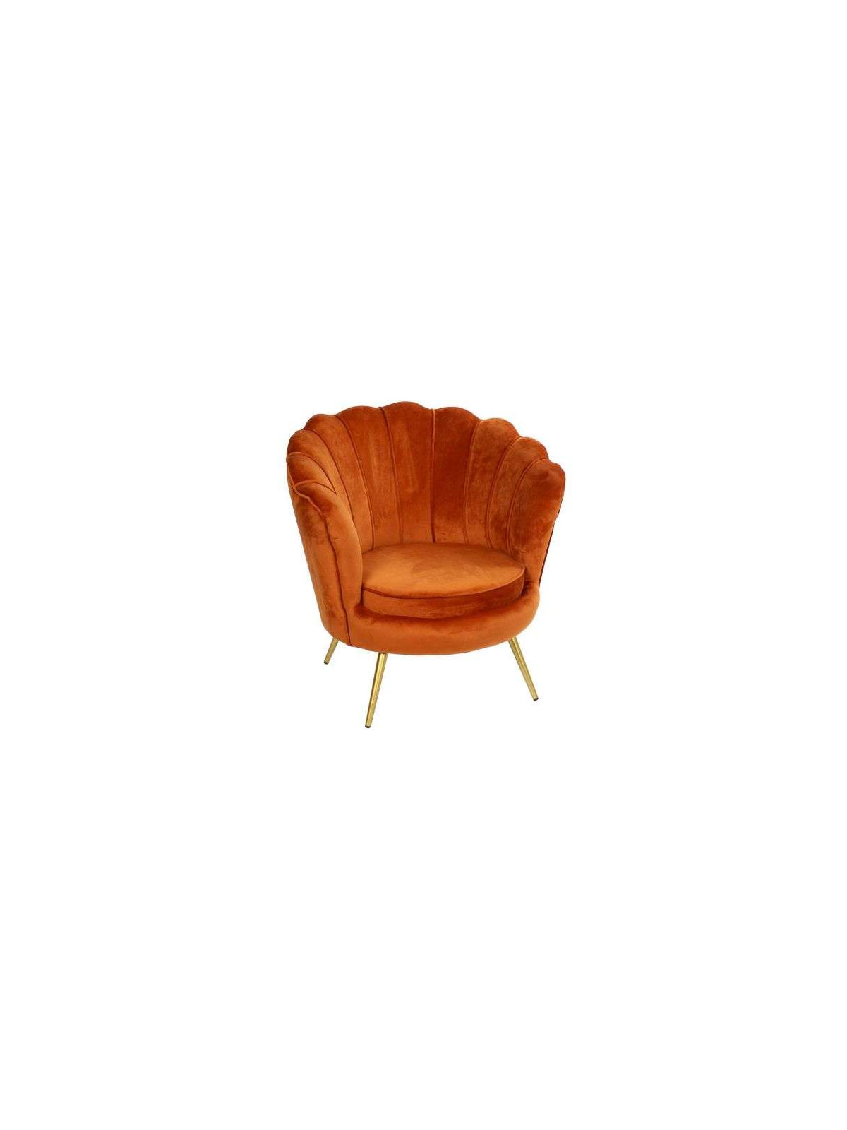 Fauteuil orange forme coquillage en velours
