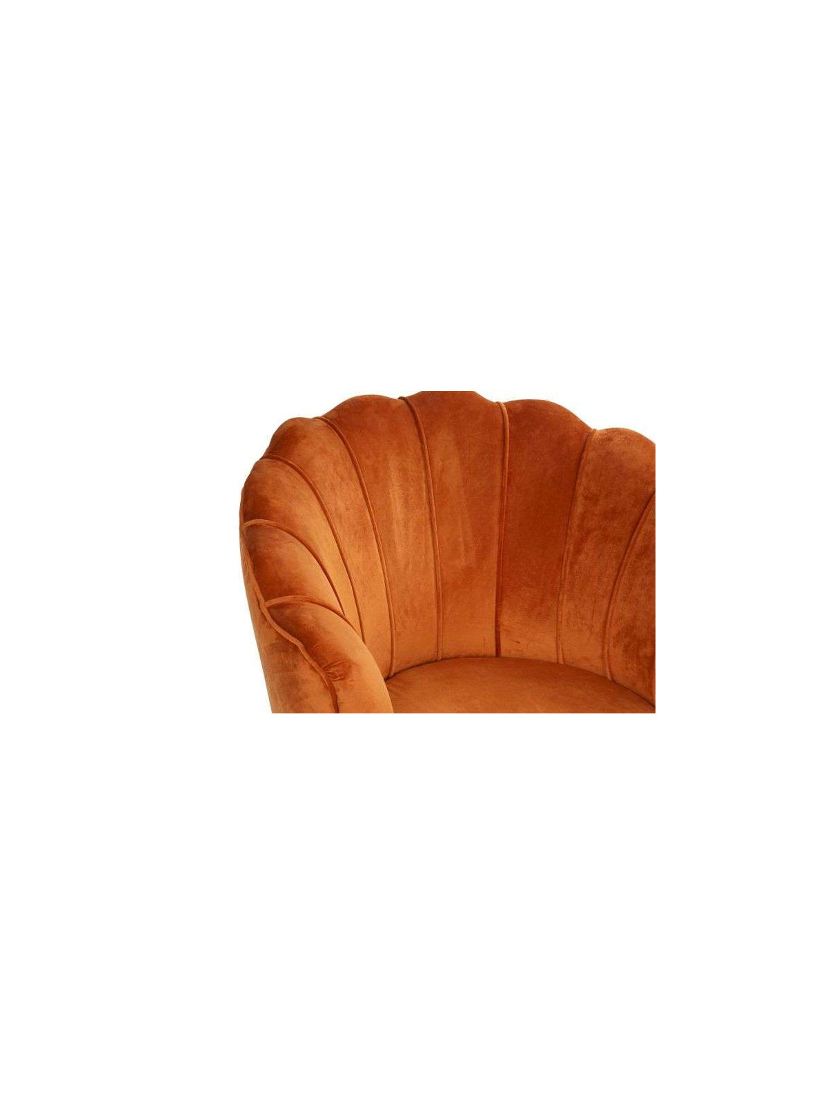 Fauteuil orange forme coquillage en velours