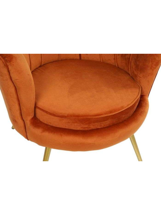 Fauteuil orange forme coquillage en velours