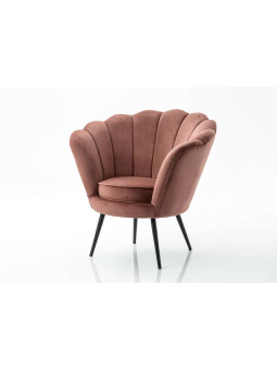 Fauteuil Coquillage velours rose